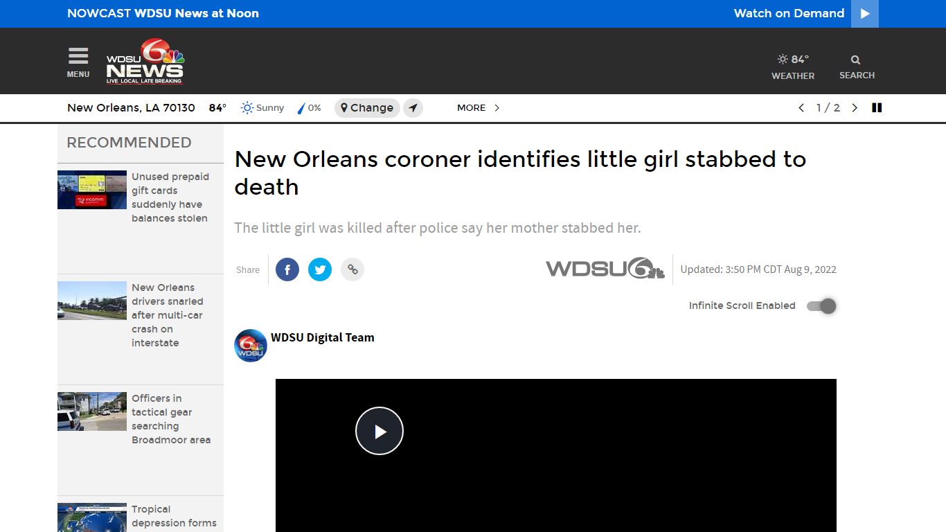 New Orleans coroner identifies little girl stabbed to death